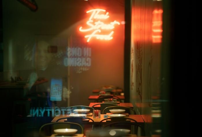 Neon sign inside the restaurant