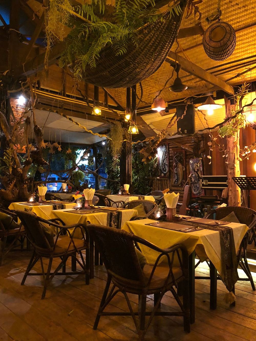 Warm restaurant interior at Charoen Thai Cuisine